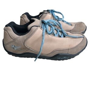Kuru CHICANE Women's Trail Hiking Tan/Blue Leather Shoes. Size 8.5